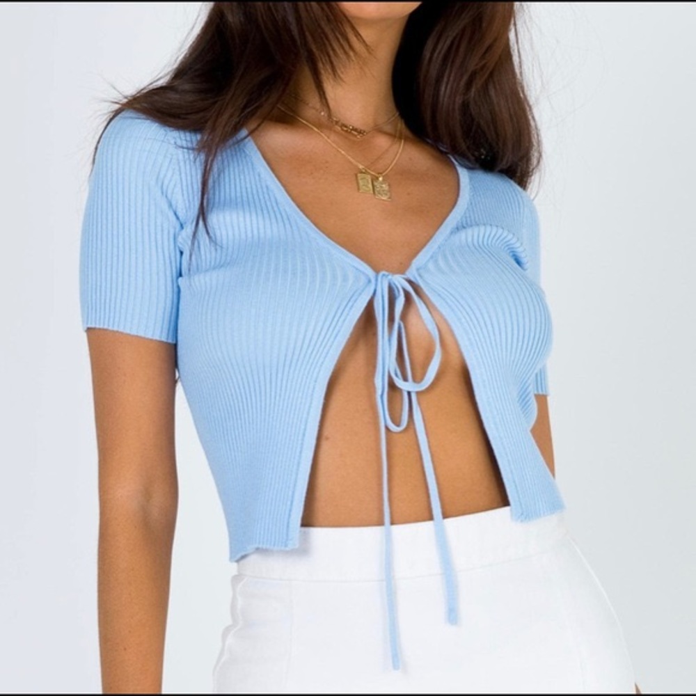 NEVER WORN PRINCESS POLLY BLUE CARDIGAN TIE FRONT